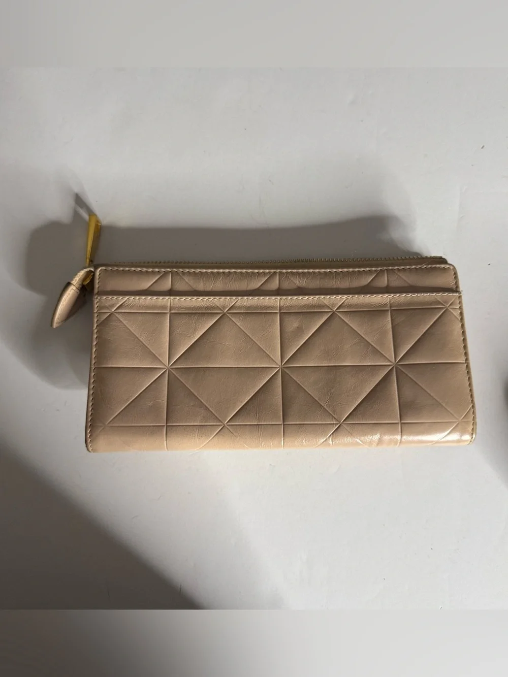 Marc Jacob’s Beige Quilted Leather Zip Wallet with Double Front Pockets